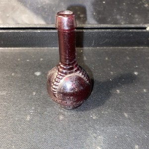 Vintage Miniature Wheaton Ball And Claw Bitters Red Glass Bottle  3”