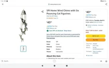 SPI Home Wind Chime with Six Pouncing Cat Figurines