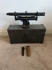 ANTIQUE BUFF & BUFF SURVEYOR TRANSIT IN ORIGINAL WOOD CASE 18611 Display 1800s
