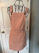 SHEIN Dusty Pink Corduroy Overall Pinafore Mini Dress Size Small / US 4