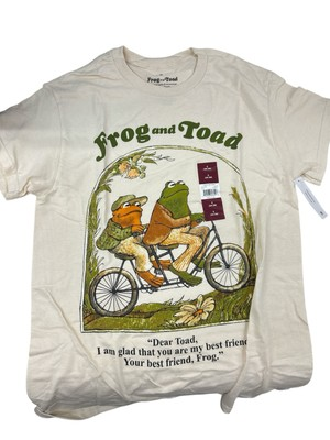 #ad Frog and Toad Are Friends Retro Literary Beige Graphic Men#x27;s T shirt Size Small $14.99