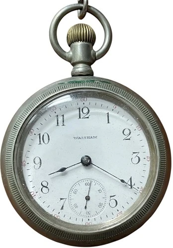 Waltham Pocket Watch Running Vintage W/Chain Antique Wind Up WORKING