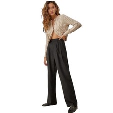 Reformation Black Linen Pants Earl Wide Leg Linen Blend Pants Size 0
