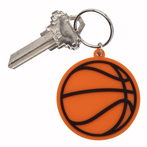 Portachiavi in gomma nera e arancione da basket - diam 3", 12 pezzi - Foto 1 di 1