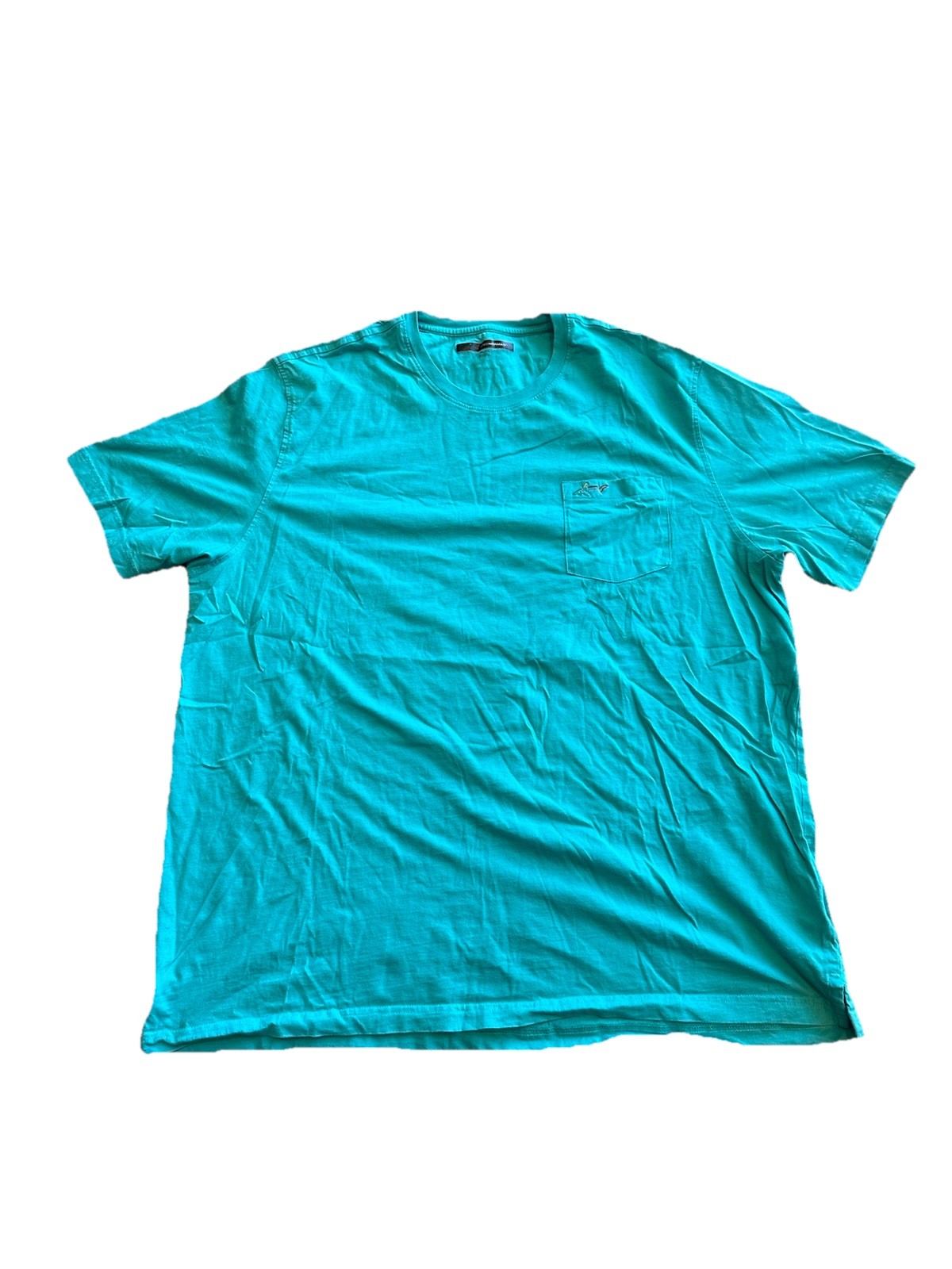 Greg Norman Turquoise Pocket Tee Shirt Size XXL Shark Logo 100% Cotton Men's