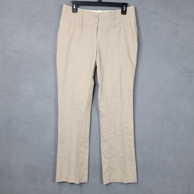 Maurices Pants Womens 3/4 Beige Straight Leg Dress Work Trousers Khaki Office