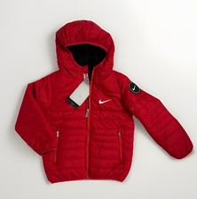 Nike Midweight Water Resistant Fill Hooded Zip Up Puffer Jacket Black Red 4T
