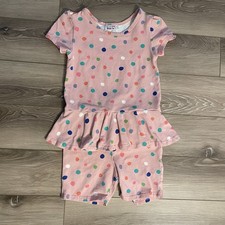 Dot Dot Smile Pink Polka Dot One Piece Peplum Romper Shorts Girly Ruffle Size 7