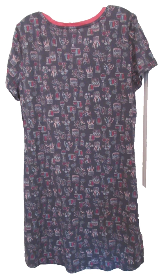 Camisa de noche Jockey para mujer ropa de dormir suave grande gris/melocotón estampado manga corta Foto 2 de 4