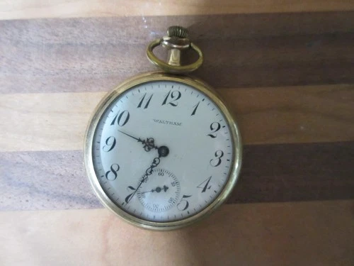 VINTAGE GOLD TONED WALTHAM BRAND POCKET WATCH AS IS CONDITION