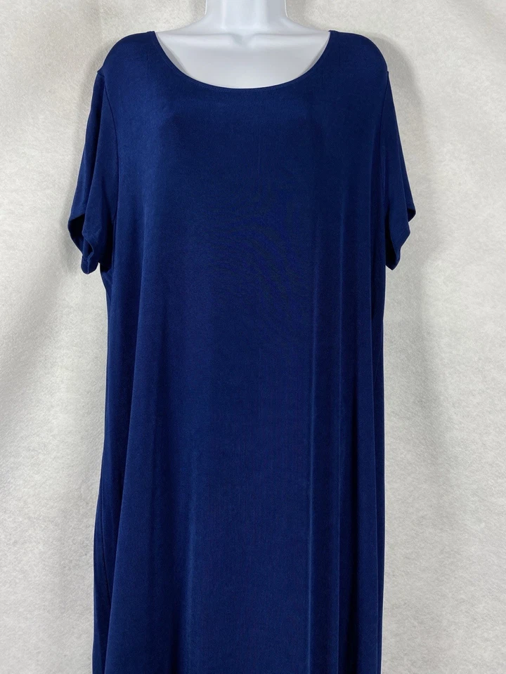 Maxi Vestido Chico’s Travelers Para Mujer’s 3 US XL Azul Slinky Mangas Elásticas Foto 2 de 4