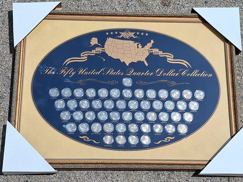 50 United States Quarter Dollar Collection 1999 To 2008 Complete Set Framed