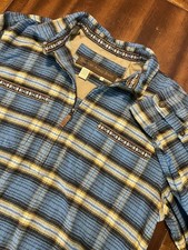 Territory Ahead Jeans Flannel Blue Yellow Plaid 1/2 Zip Aztec Western Large