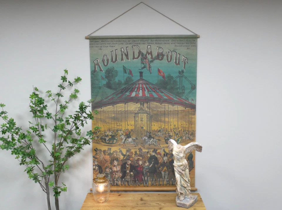 Arte de pared grande estilo vintage retro circo carrusel recinto ferial colgante lienzo Foto 3 de 4