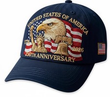 USA 250th Anniversary Hat 1776  2026 Embroidered Patriotic Eagle Baseball Cap