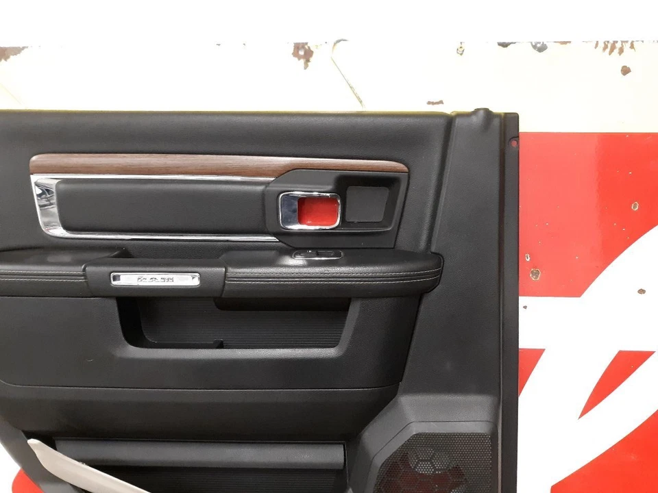 13 RAM 3500 LEFT DRIVERS Door Trim Panel Rear LARAMIE BLACK - Image 3 of 4