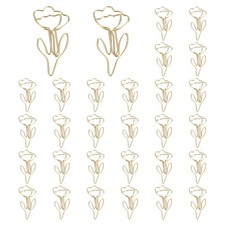 30Pcs Flower Shape Cute Paper Clip for Fun Office Supplies Gold