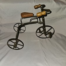Wood Metal Rustic Vintage Look Tricycle Fully Functional Decorative Doll Toy