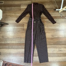 VINTAGE Size 8 John Roberts Wmns Jumpsuit Brown Long Sleeve Belted USA Made 1791