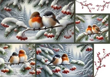 Winter Birds #669 | A4 Rice Paper | Paper for Decoupage | Decoupage Creatives