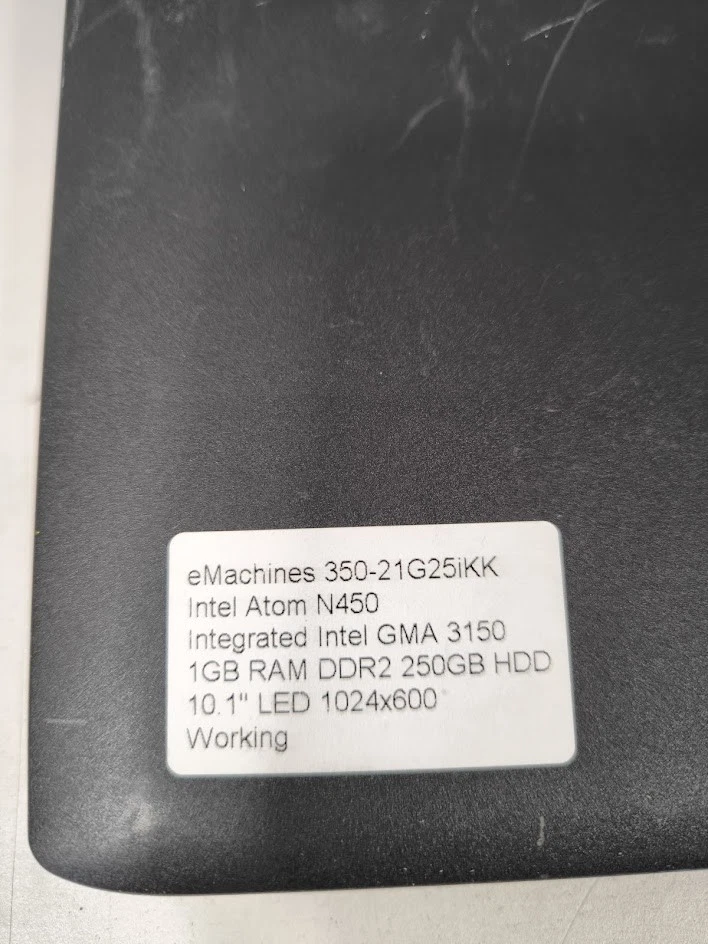 EMACHINES 350 Netbook - Funktioniert, Kosmetische Abnutzung, Keine Verpackung - Bild 4 von 4