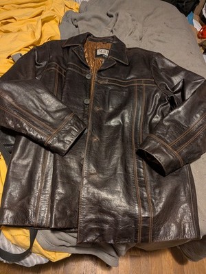 M Julian Wilsons Leather Jacket Mens M Brown Thinsulate Car Coat 90s Y2K