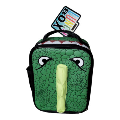 3D Dinosaur Lunch Box Bag with Drink Holder Insulated - Alligator 10.5''x8'' x 3.7