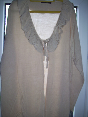Savoir women's plus size beige ruffle tie neck cardigan.Size 24.Free postage!