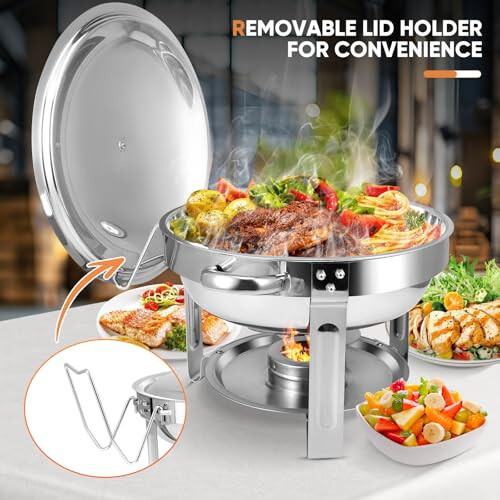 Chafing Dishes für Buffet, 2er Pack 6QT Rund Edelstahl Chafing Dish Buffet - Bild 3 von 9