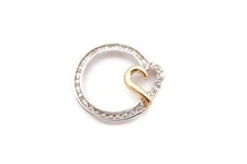 10k White Gold Diamond Heart Pendant Two Tone T4