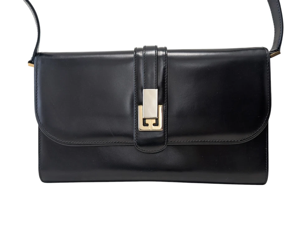 *Rare* GUCCI Shoulder Clutch Bag Purse Leather Black Vintage - Image 2 of 4