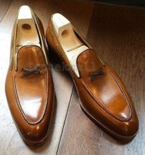 Handmade Men's Leather Brown Dress Luxury Moccasins Formal Slip On New Shoes-64