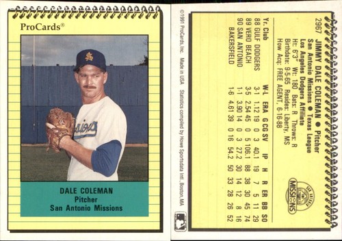 Dale Coleman 1991 ProCards #2967 RC Card FREE SHIP *AutographDen*