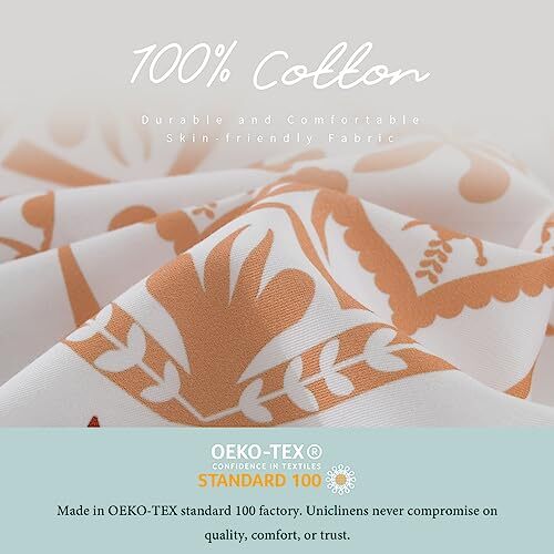 Boho Duvet Cover Queen Green and Orange Queen (90" X 90") Damaskmint