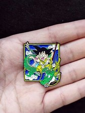 Goku and Shenron Hat Lapel Pin Enamel Metal Badge Figure Anime 1.6"