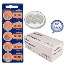 100 NEW Murata CR1220 3V Lithium Coin Battery Expire 2028 FRESHLY NEW - USA