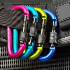 6x Upgraded D-Ring Locking Carabiner Clips Spring-loaded Gate Carabiner Key Ring