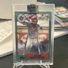2022 Clearly Authentic 1987 Topps Baseball Green #1/99 Juan Gonzalez Auto ranger
