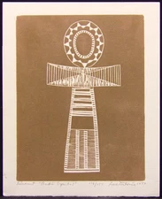 Lester Hines Ankh Symbol Fine Art Linocut Hand Signed MAKE an OFFER!
