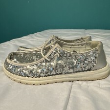 Womens Hey Dude Wendy Sequin Cream Casual Shoe Size W6