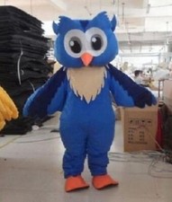 Halloween Cosplay Big Blue Owl Mascot Costume Suits Party Game Dress Adult Size