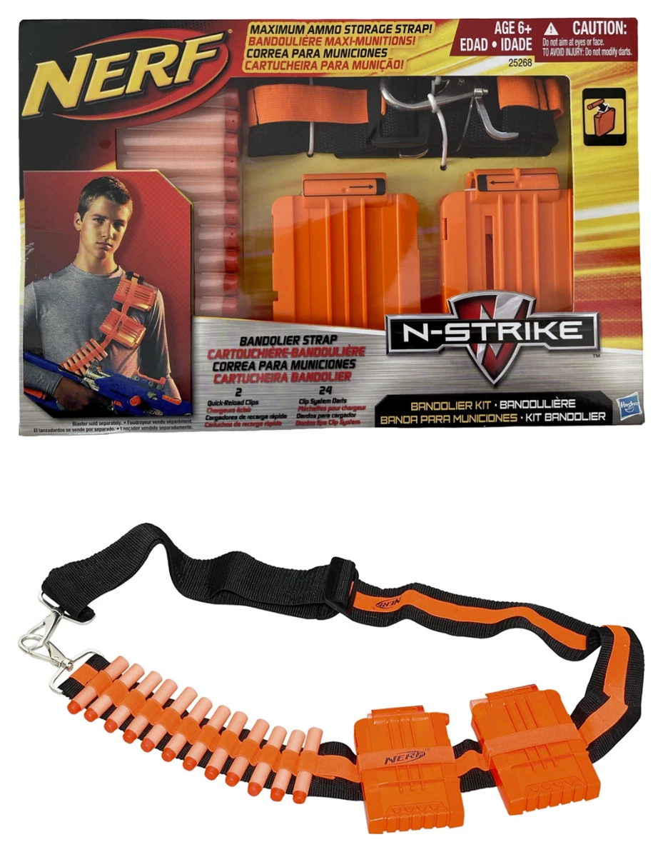 New Hasbro NERF Bandolier Strap Kit w/ 2 Quick-Reload Clips & 24 System  Darts