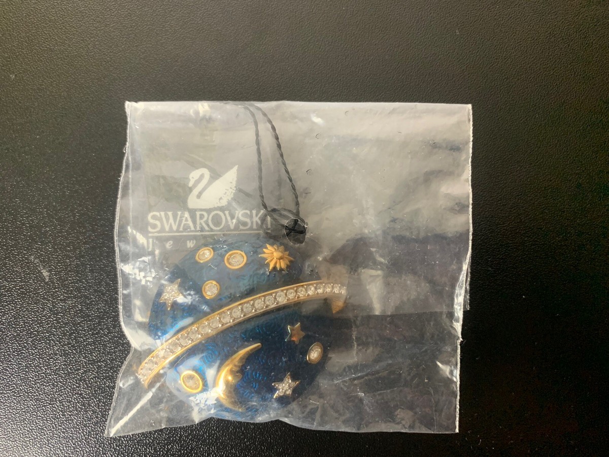 Swarovski Planet Celestial Moon Stars Brooch NOS NEW NWT blue Sun