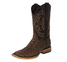 Mens Western Dress Cowboy Wear Leather Boots Brown Snake Python Imitation Square