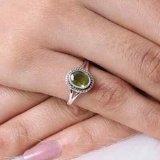 Peridot Solid 925 Sterling Silver Band Statement Ring Handmade Ring K-53