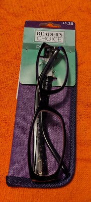 Purple FOSTER GRANT Reader's Choice Premium Reading Glasses W/Case  +1.25 Eyes