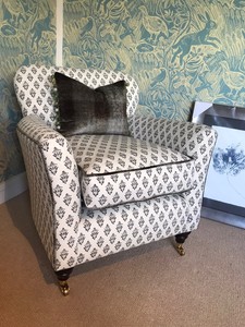 Modern Grey Artisan Floral Print Mulberry Velvet Fabric Accent Chair Armchair Ebay