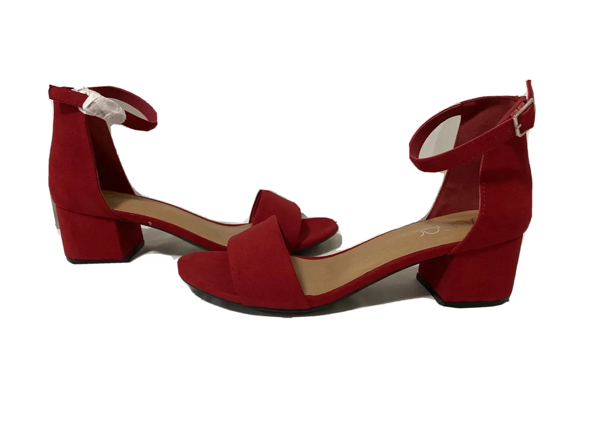 Red dress sandals low heel deals