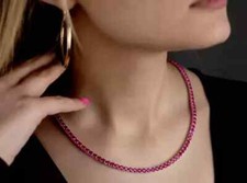 16Ct Lab Created Pink Sapphire Women's 18" Tennis Necklace 14K White Gold Plated