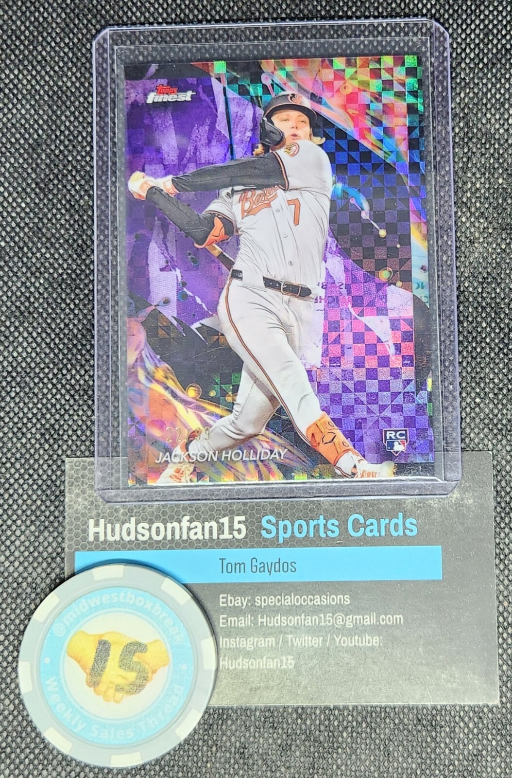 Jackson Holliday 2024 Topps Finest #162 Uncommon RC Purple Checkerboard 22/99